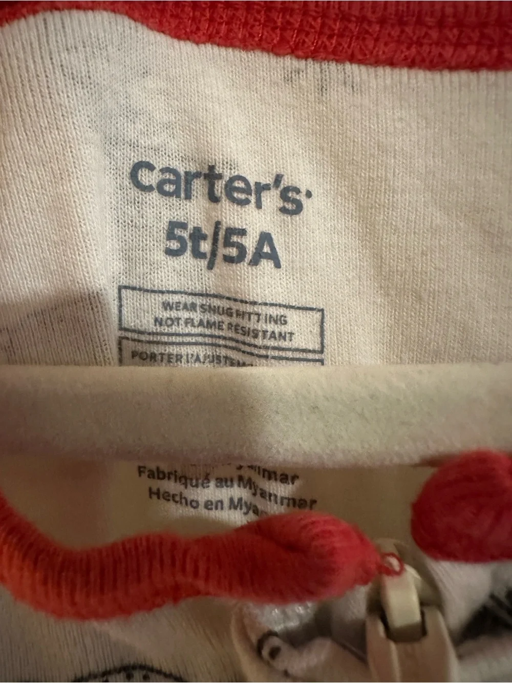 Carter's White and Red Santa Print Footed One-Piece Pajamas